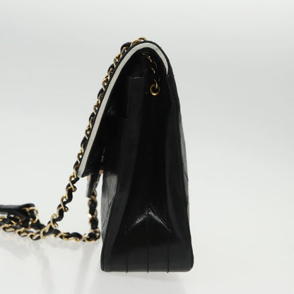 CHANEL Matelasse Chain Shoulder Bag Lamb Skin Black Gold white CC yk15737