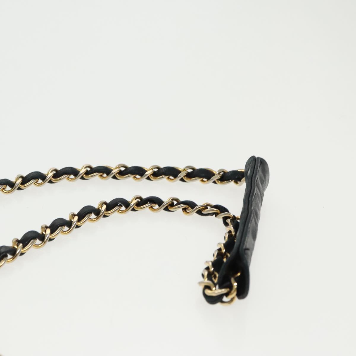 CHANEL Matelasse Chain Shoulder Bag Lamb Skin Black Gold white CC yk15737