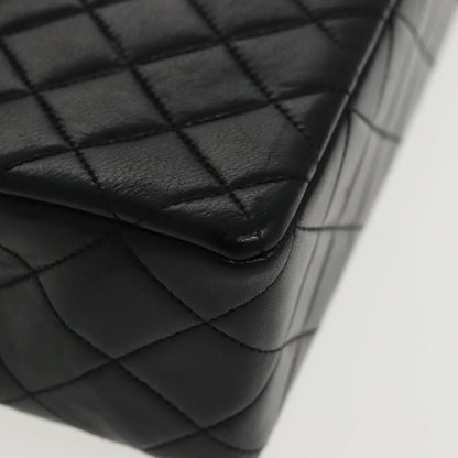 CHANEL Matelasse Turn Lock Chain Hand Bag Lamb Skin Black Gold CC yk15738A