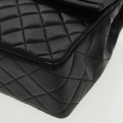 CHANEL Matelasse Turn Lock Chain Hand Bag Lamb Skin Black Gold CC yk15738A