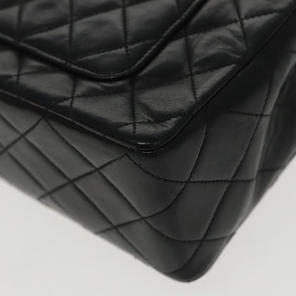 CHANEL Matelasse Turn Lock Chain Hand Bag Lamb Skin Black Gold CC yk15738A
