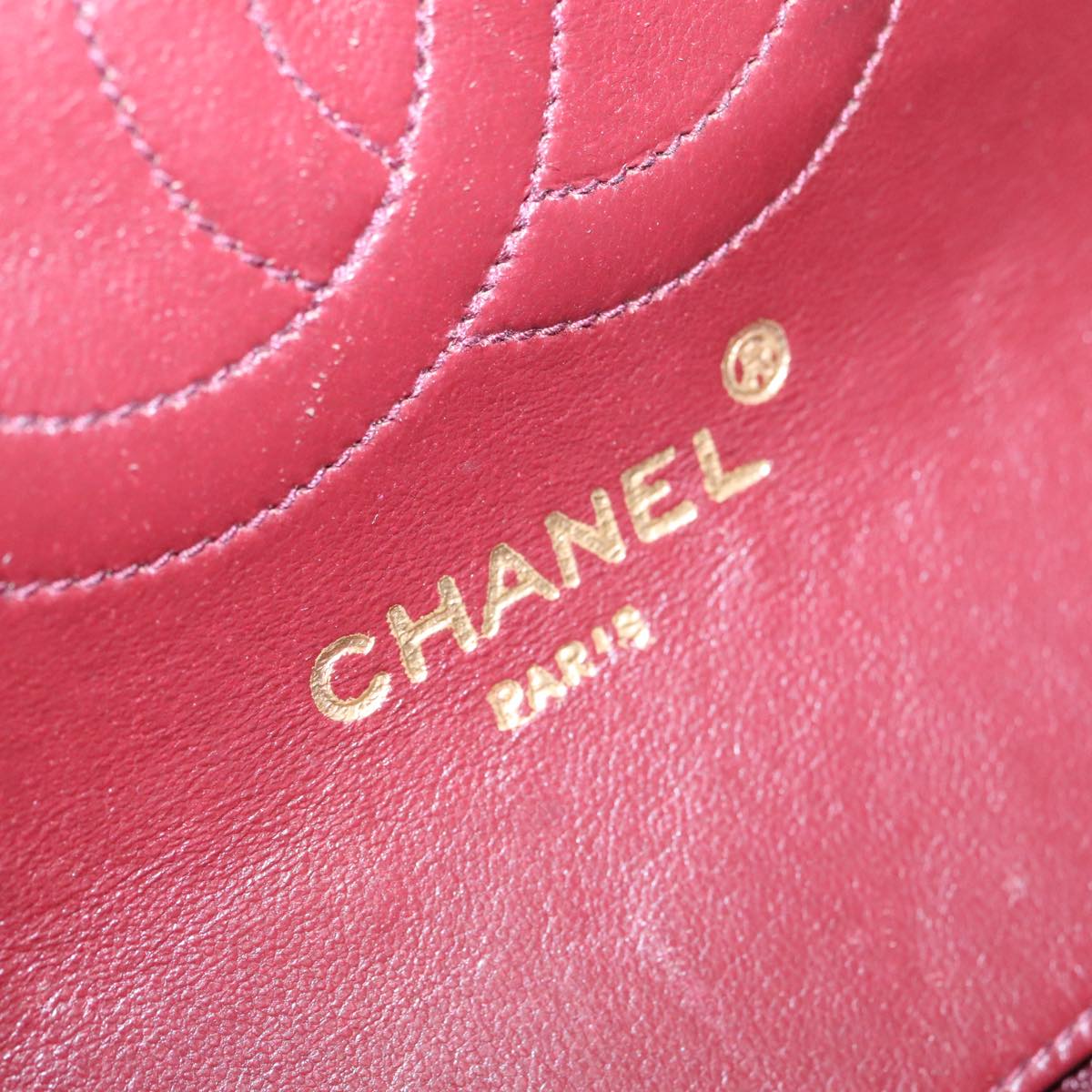 CHANEL Matelasse Turn Lock Chain Hand Bag Lamb Skin Black Gold CC yk15738A