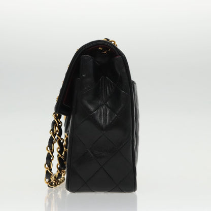 CHANEL Matelasse Turn Lock Chain Hand Bag Lamb Skin Black Gold CC yk15738A