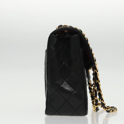 CHANEL Matelasse Turn Lock Chain Hand Bag Lamb Skin Black Gold CC yk15738A