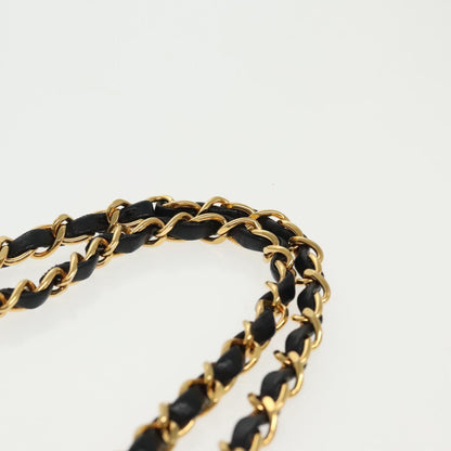CHANEL Matelasse Turn Lock Chain Hand Bag Lamb Skin Black Gold CC yk15738A