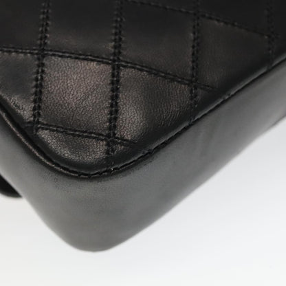 CHANEL Bicolore Chain Deca COCO Mark Bag Lamb Skin Black CC yk15897