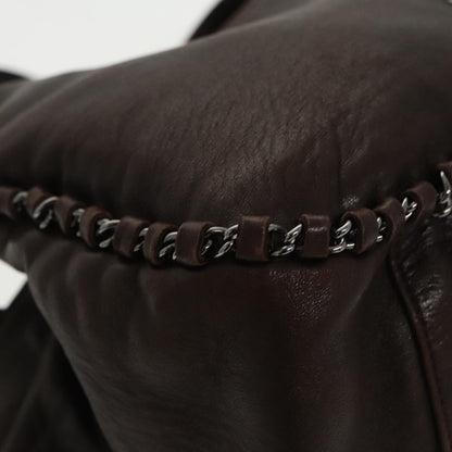 CHANEL Chain Hand Bag Lamb Skin Brown CC yk15907A
