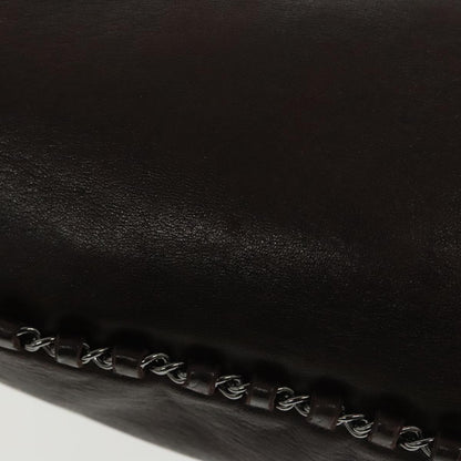 CHANEL Chain Hand Bag Lamb Skin Brown CC yk15907A