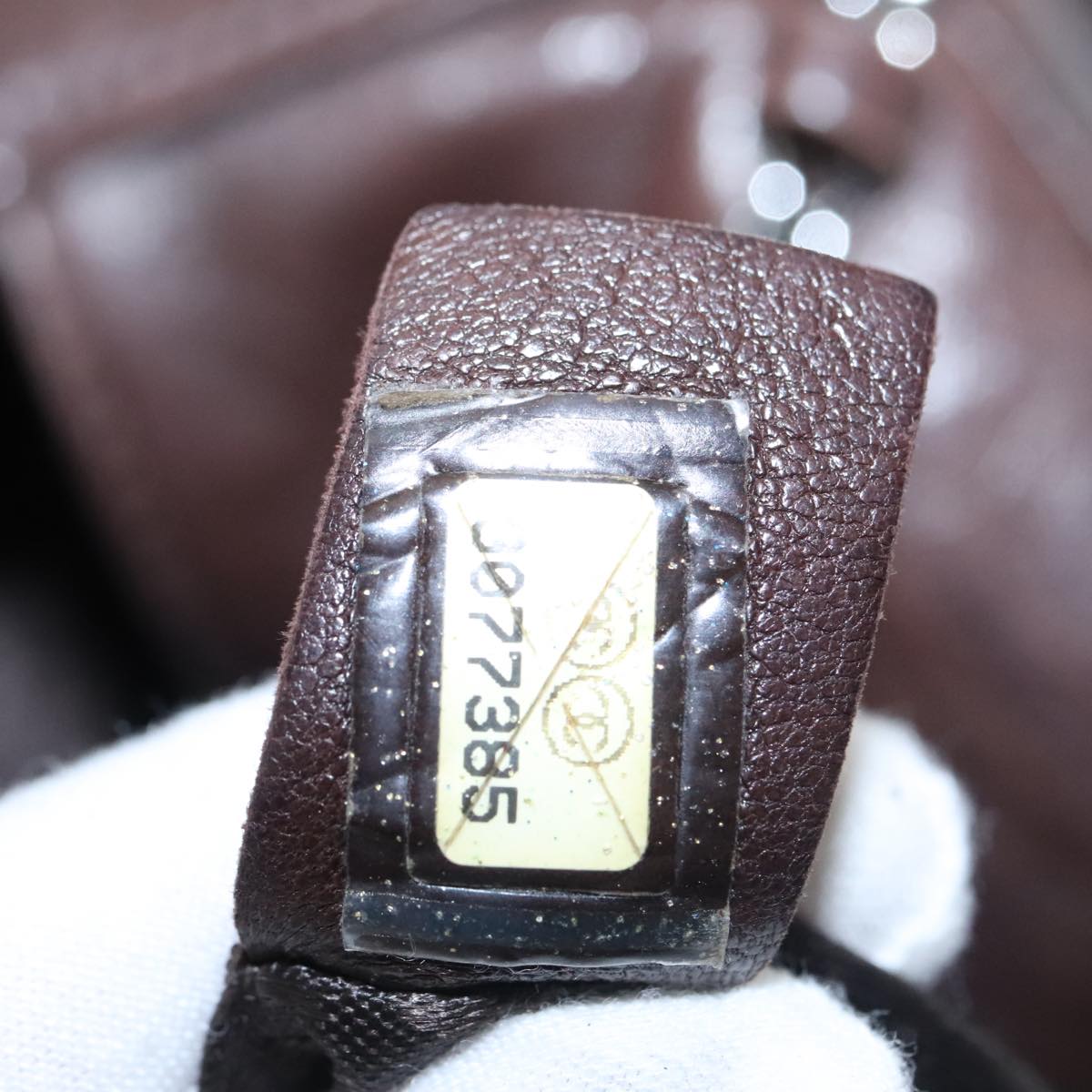 CHANEL Chain Hand Bag Lamb Skin Brown CC yk15907A