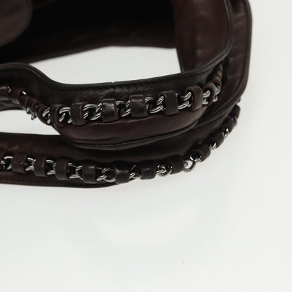 CHANEL Chain Hand Bag Lamb Skin Brown CC yk15907A