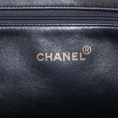 CHANEL Matelasse Chain Hand Bag Lamb Skin Black Gold CC yk15908A