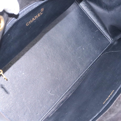 CHANEL Matelasse Chain Hand Bag Lamb Skin Black Gold CC yk15908A
