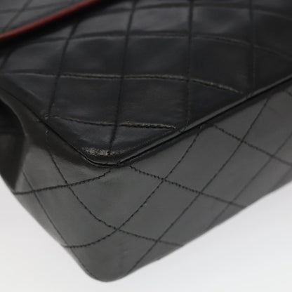 CHANEL Matelasse Turn Lock Chain Bag Lamb Skin Black Gold CC yk15912A