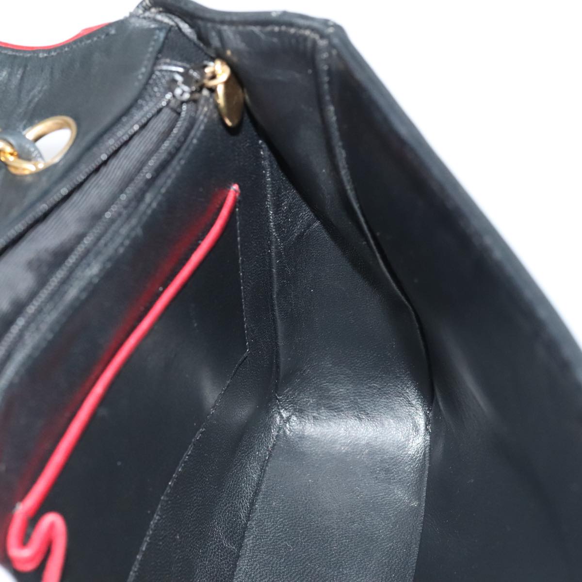 CHANEL Matelasse Turn Lock Chain Bag Lamb Skin Black Gold CC yk15912A