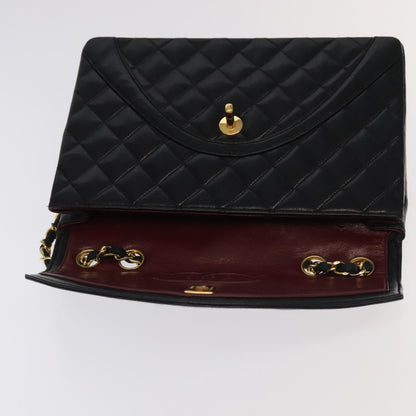 CHANEL Matelasse Chain Hand Bag Lamb Skin Black Gold CC yk15914A