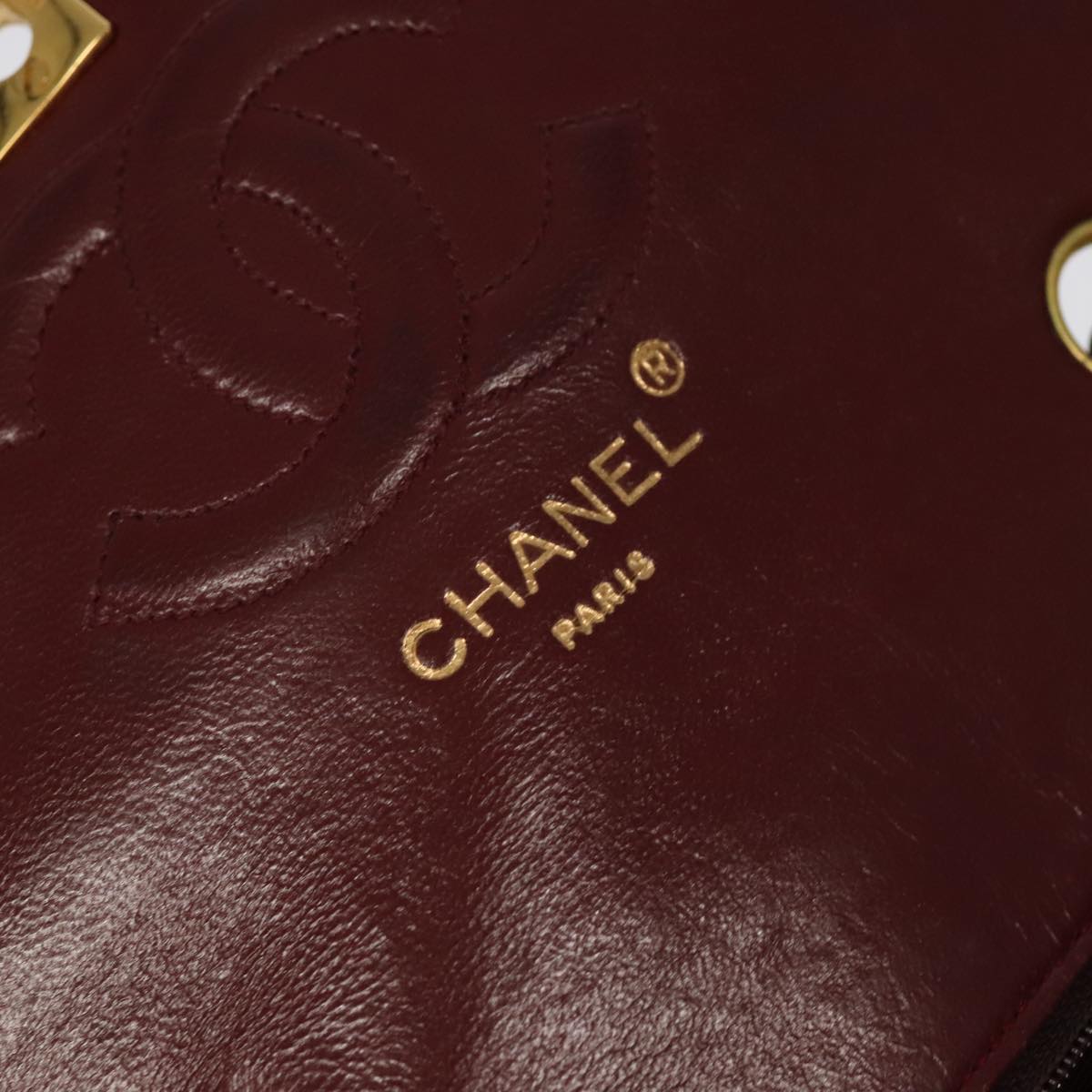 CHANEL Matelasse Chain Hand Bag Lamb Skin Black Gold CC yk15914A