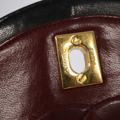 CHANEL Matelasse Chain Hand Bag Lamb Skin Black Gold CC yk15914A