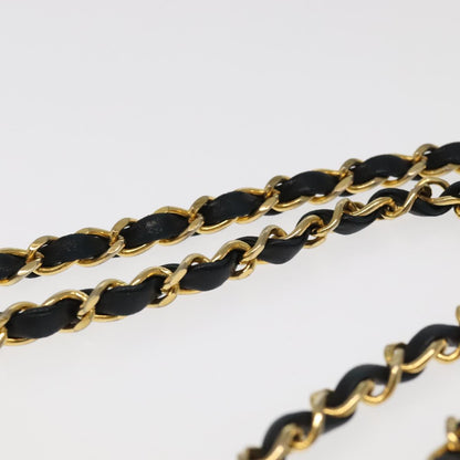 CHANEL Matelasse Chain Hand Bag Lamb Skin Black Gold CC yk15914A