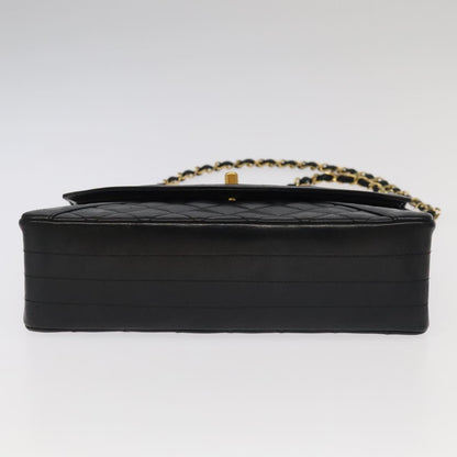 CHANEL Matelasse Chain Hand Bag Lamb Skin Black Gold CC yk15914A