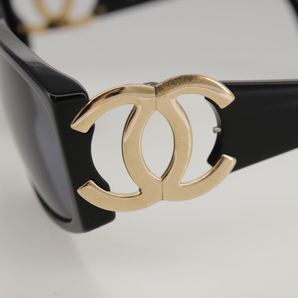CHANEL Sunglasses plastic Black CC yk15965