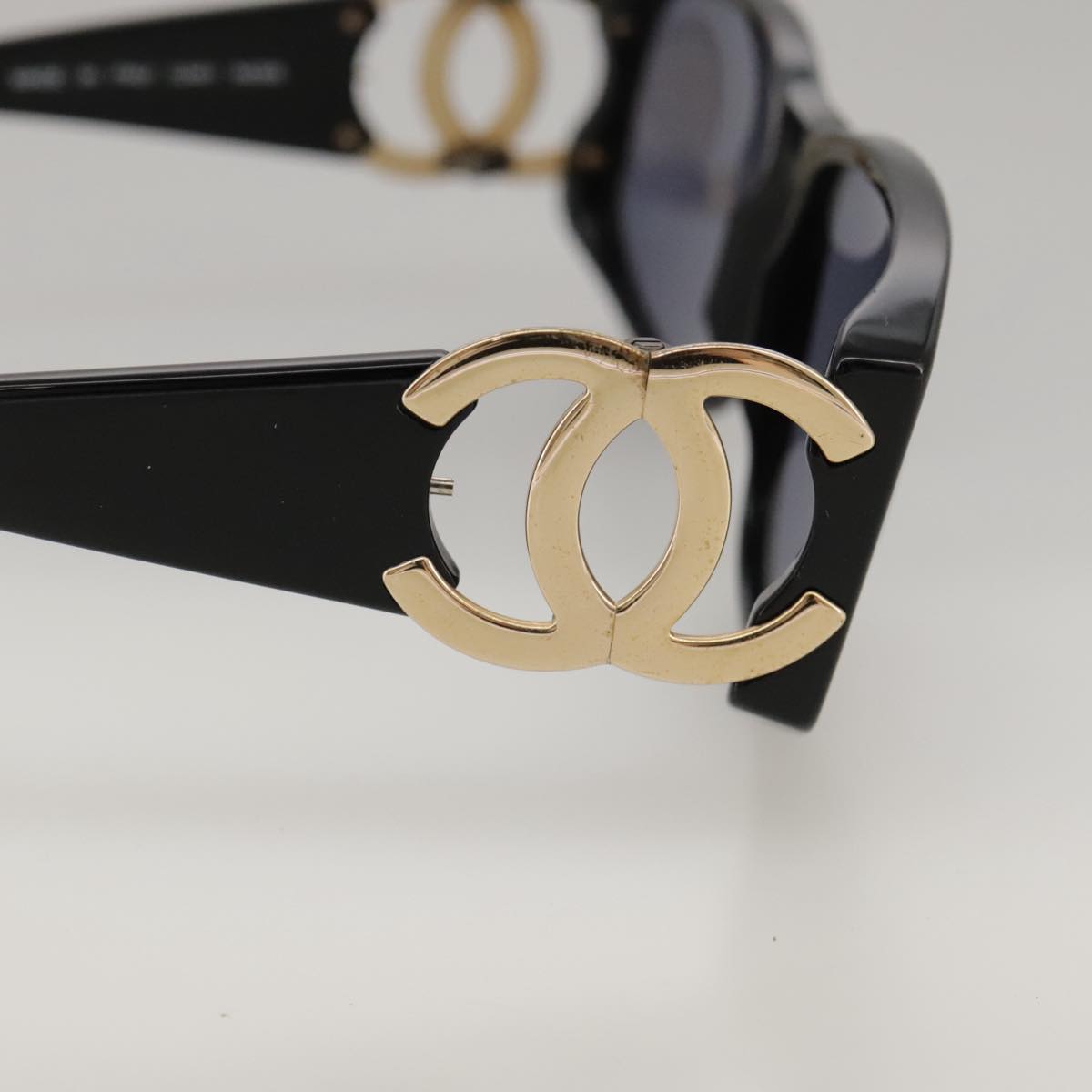 CHANEL Sunglasses plastic Black CC yk15965