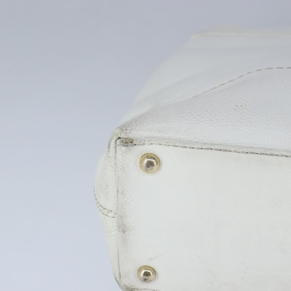 CHANEL COCO Mark Tote Bag Caviar Skin White CC yk16094