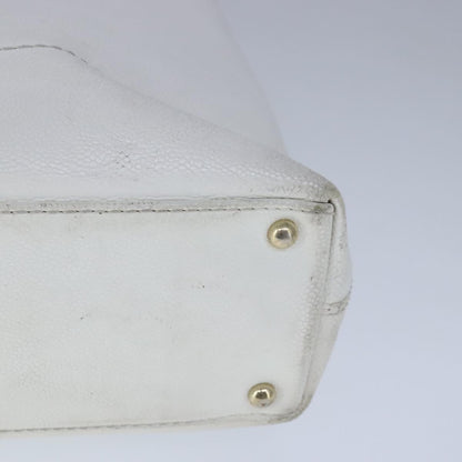 CHANEL COCO Mark Tote Bag Caviar Skin White CC yk16094