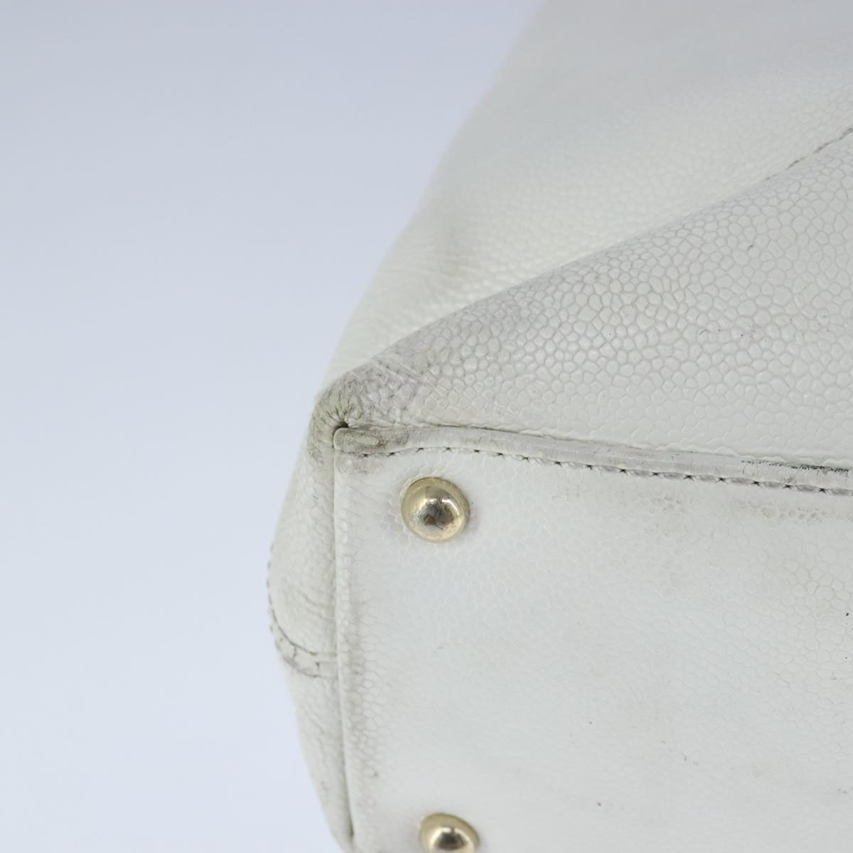 CHANEL COCO Mark Tote Bag Caviar Skin White CC yk16094