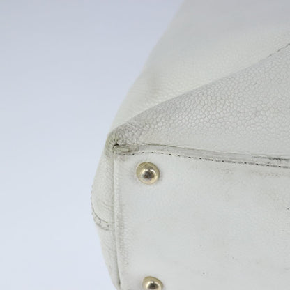 CHANEL COCO Mark Tote Bag Caviar Skin White CC yk16094