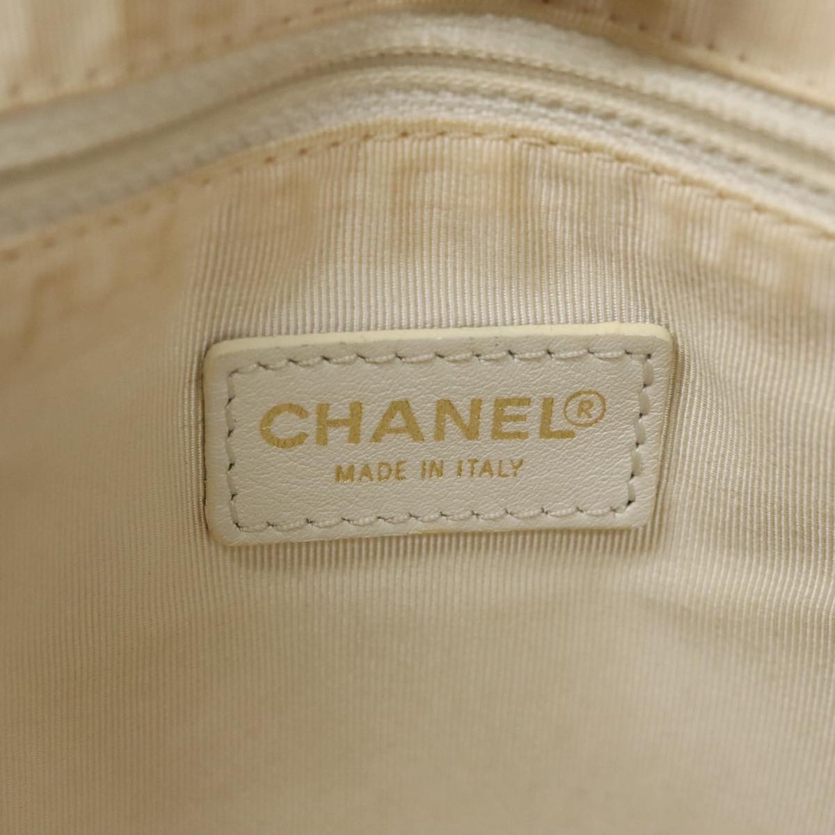 CHANEL Wild stitch Hand Bag Leather White Gold CC yk16095