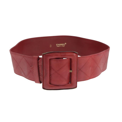 CHANEL Bicolore Belt Leather 26.4""-31.1"" Red Gold CC yk16186
