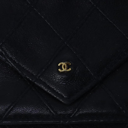 CHANEL Bicolore Waist Pouch Lamb Skin Navy Gold CC yk16227