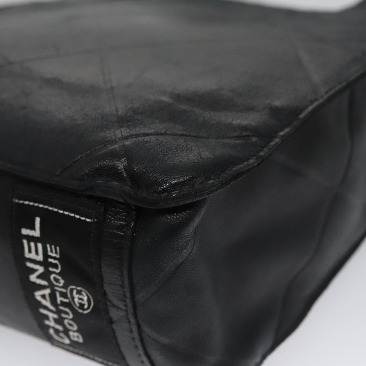 CHANEL Matelasse Hand Bag Lamb Skin Black CC yk16261
