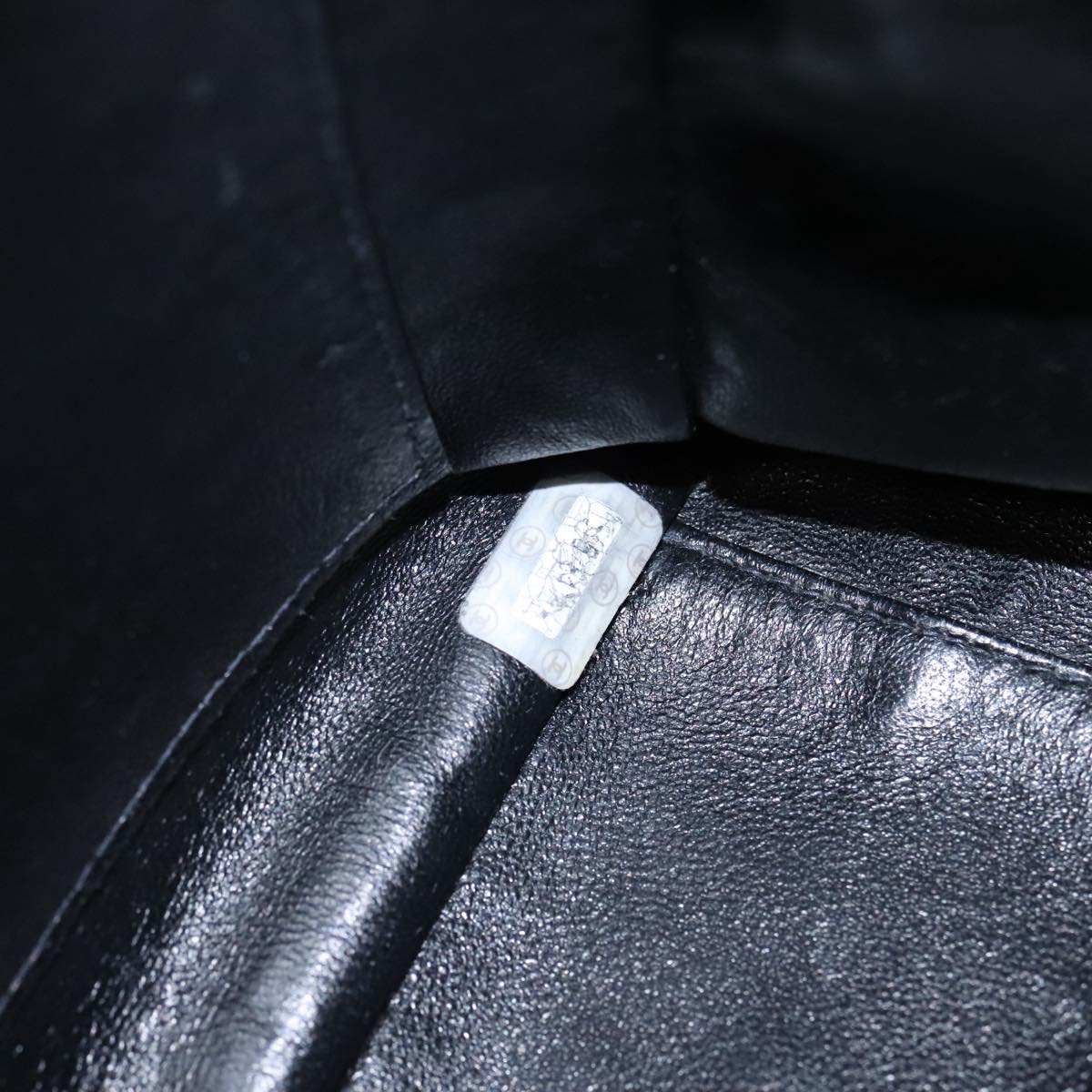 CHANEL Matelasse Hand Bag Lamb Skin Black CC yk16261