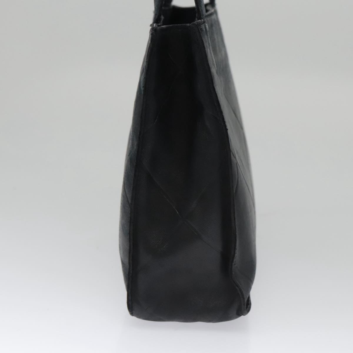 CHANEL Matelasse Hand Bag Lamb Skin Black CC yk16261