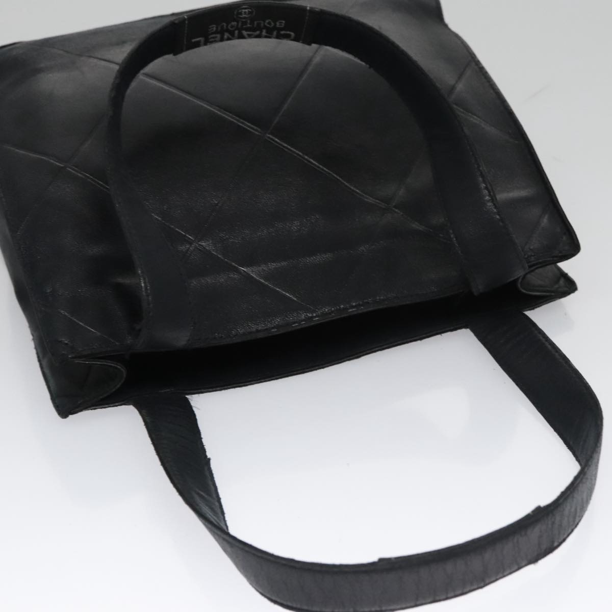 CHANEL Matelasse Hand Bag Lamb Skin Black CC yk16261