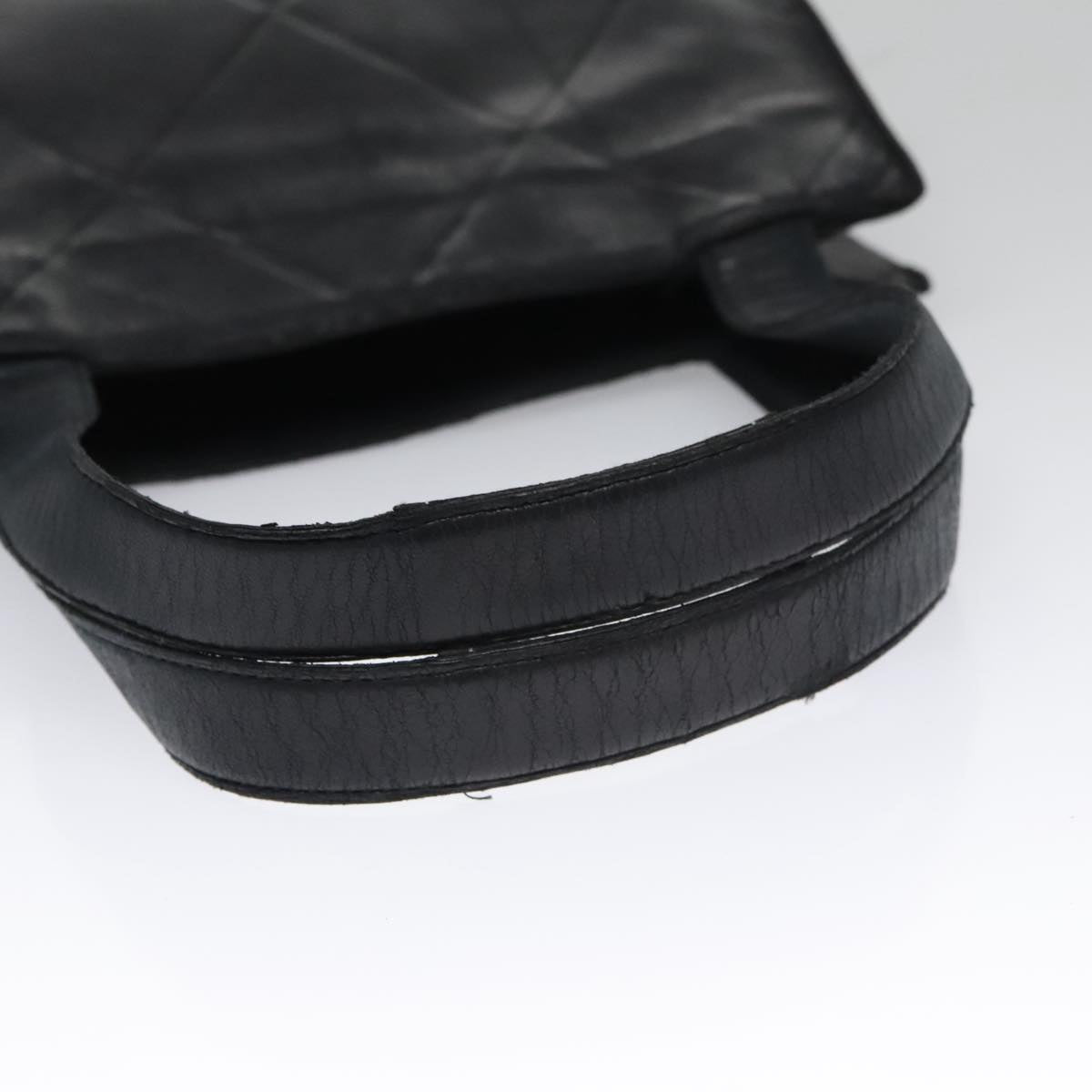 CHANEL Matelasse Hand Bag Lamb Skin Black CC yk16261