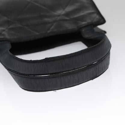 CHANEL Matelasse Hand Bag Lamb Skin Black CC yk16261
