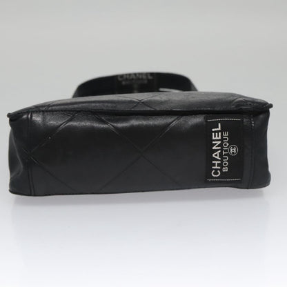 CHANEL Matelasse Hand Bag Lamb Skin Black CC yk16261
