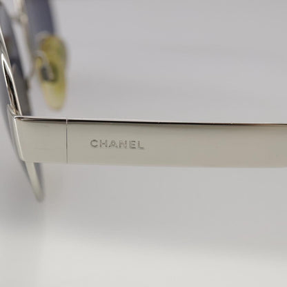 CHANEL Sunglasses metal Silver CC yk16346