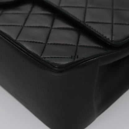 CHANEL Matelasse Chain Hand Bag Lamb Skin Vintage Black Gold CC yk16436