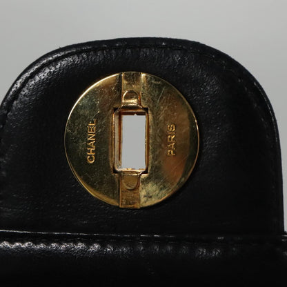 CHANEL Matelasse Chain Hand Bag Lamb Skin Vintage Black Gold CC yk16436