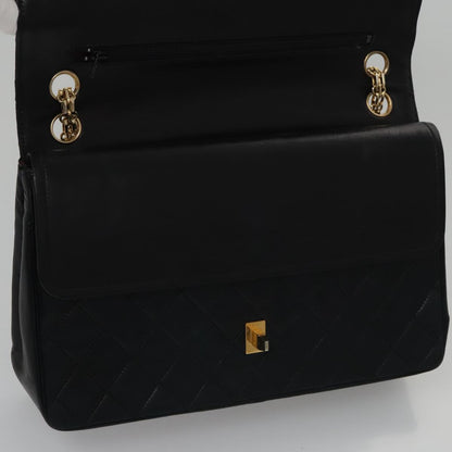 CHANEL Matelasse Chain Hand Bag Lamb Skin Vintage Black Gold CC yk16436
