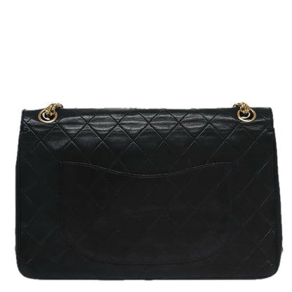 CHANEL Matelasse Chain Hand Bag Lamb Skin Vintage Black Gold CC yk16436