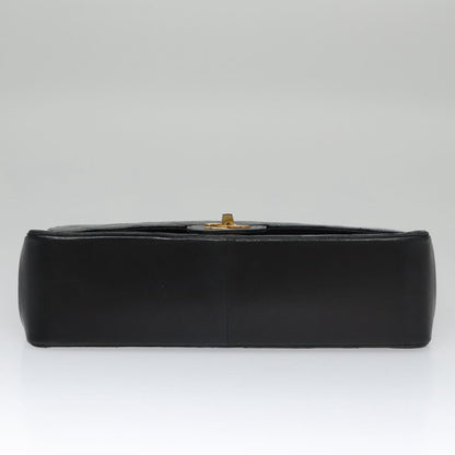 CHANEL Matelasse Chain Hand Bag Lamb Skin Vintage Black Gold CC yk16436