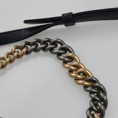 CHANEL Matelasse Turn Lock Chain Hand Bag Leather 2way Navy Gold CC yk16451