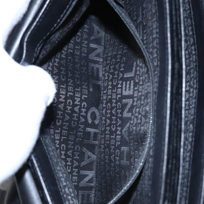 CHANEL Chain Camelia Shoulder Bag Velor Leather Black Silver CC yk16500