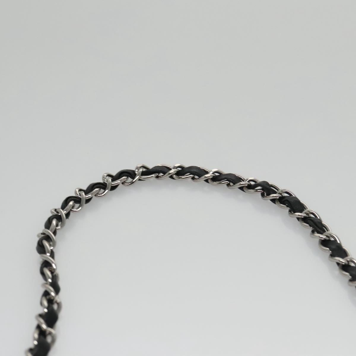 CHANEL Chain Camelia Shoulder Bag Velor Leather Black Silver CC yk16500