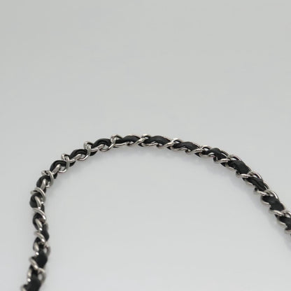 CHANEL Chain Camelia Shoulder Bag Velor Leather Black Silver CC yk16500