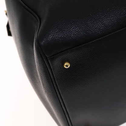 CHANEL COCO Mark Boston Bag Caviar Skin Black Gold CC yk16646
